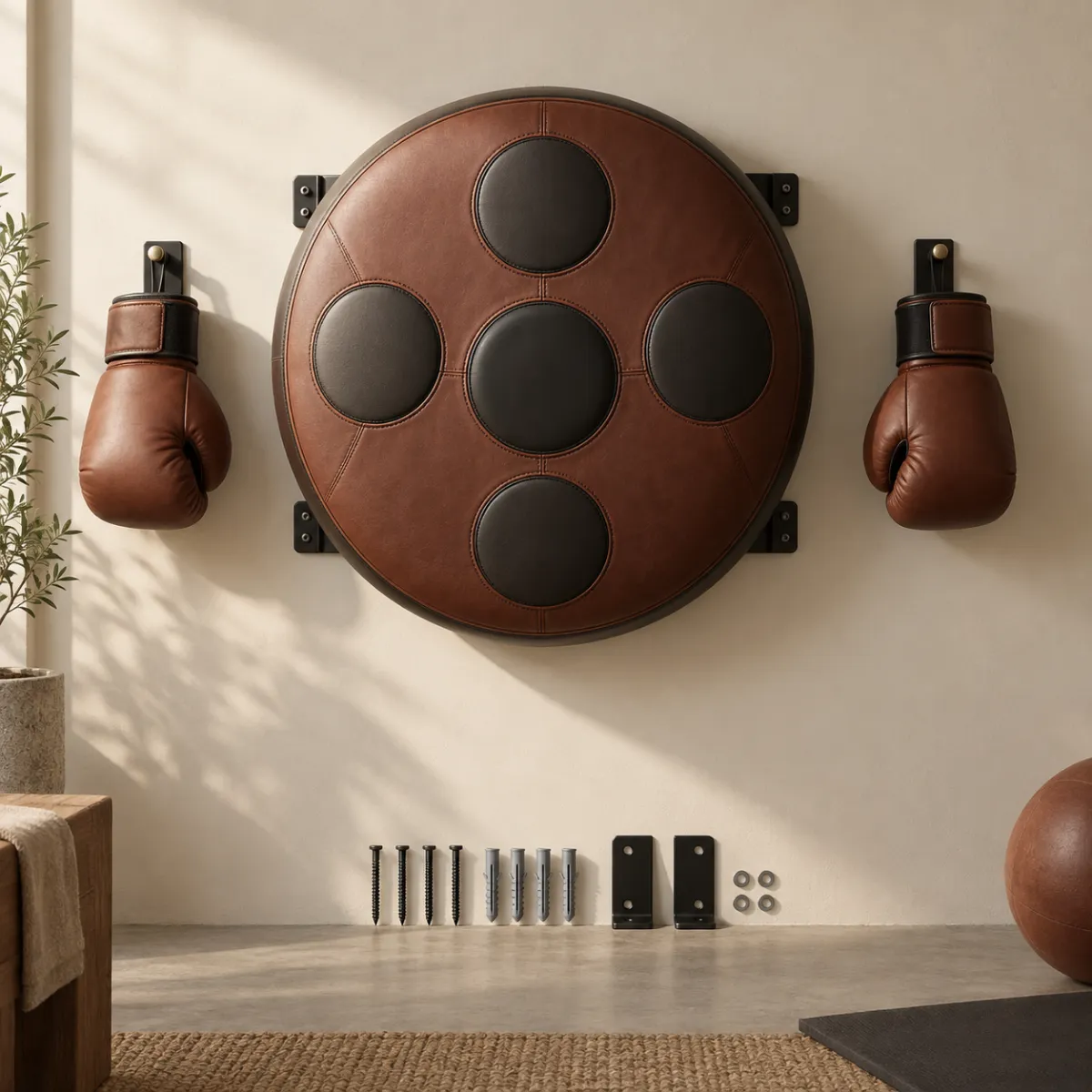LNOW oversize music boxing machine with gloves mounted on a wall